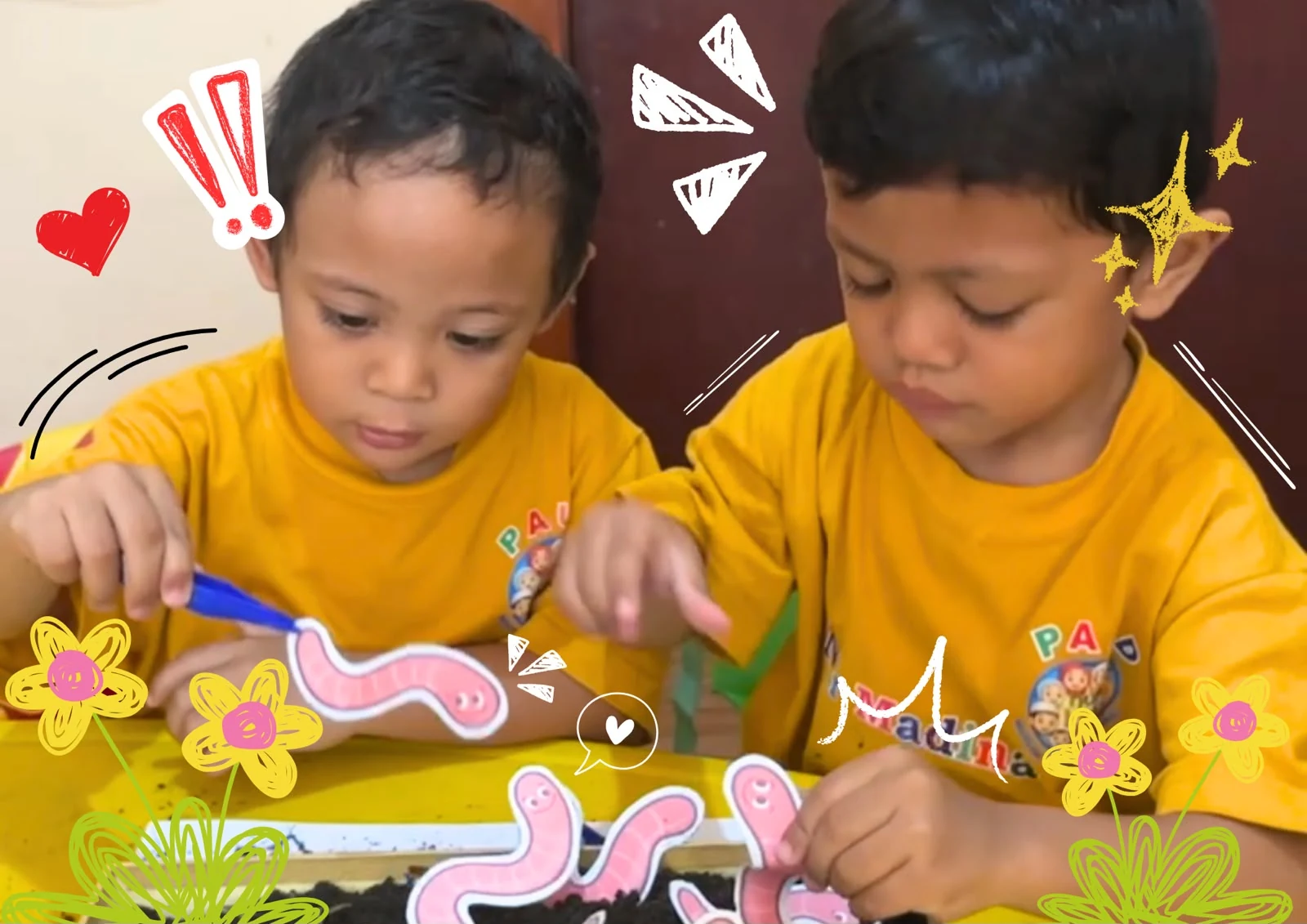 Anak-anak Shining Star Nur Madinah bermain sensory play