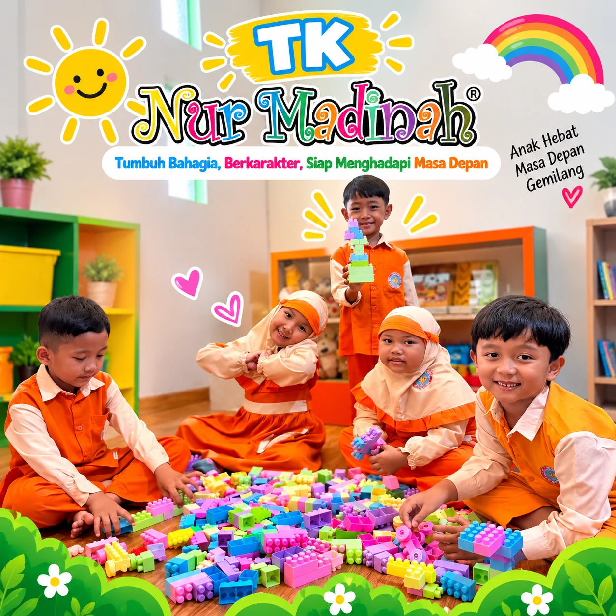 Anak-anak TK Nur Madinah bermain dan belajar bersama di kelas